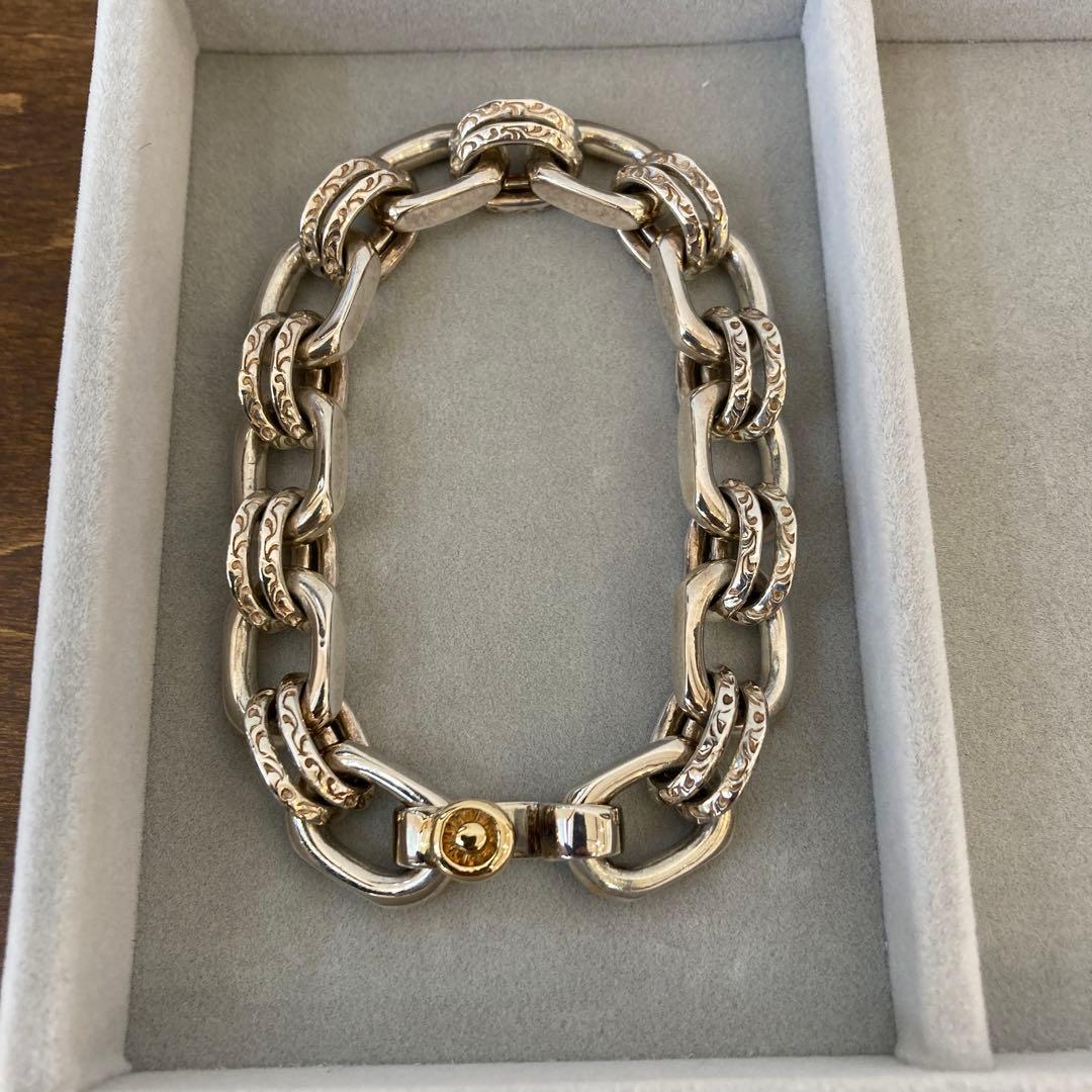 MOTO K18メタル付ウエダハンドメイドチェーンブレスレット（フックタイプ）