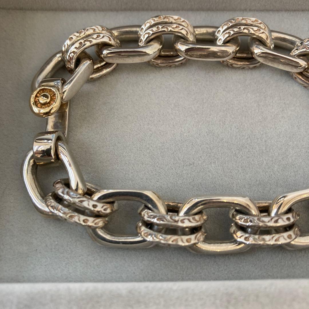 MOTO K18メタル付ウエダハンドメイドチェーンブレスレット（フックタイプ）