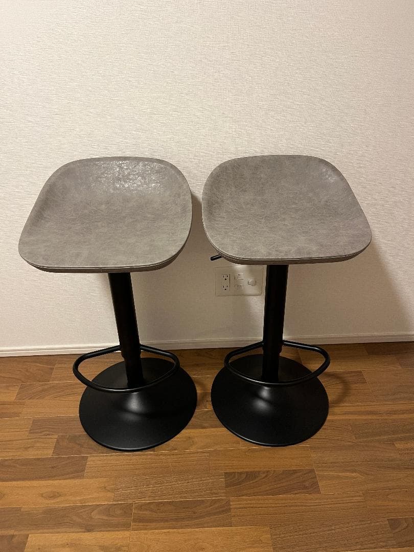 カウンターチェア バーチェア ２脚セット グレー