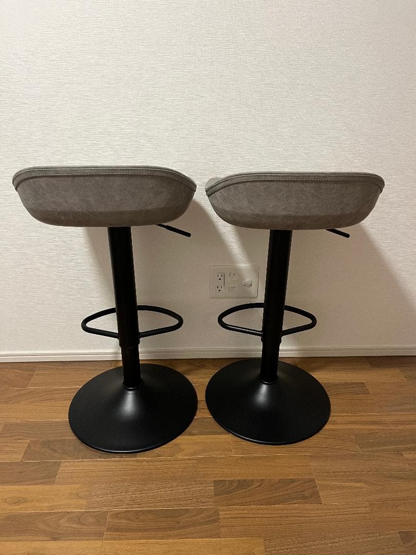カウンターチェア バーチェア ２脚セット グレー