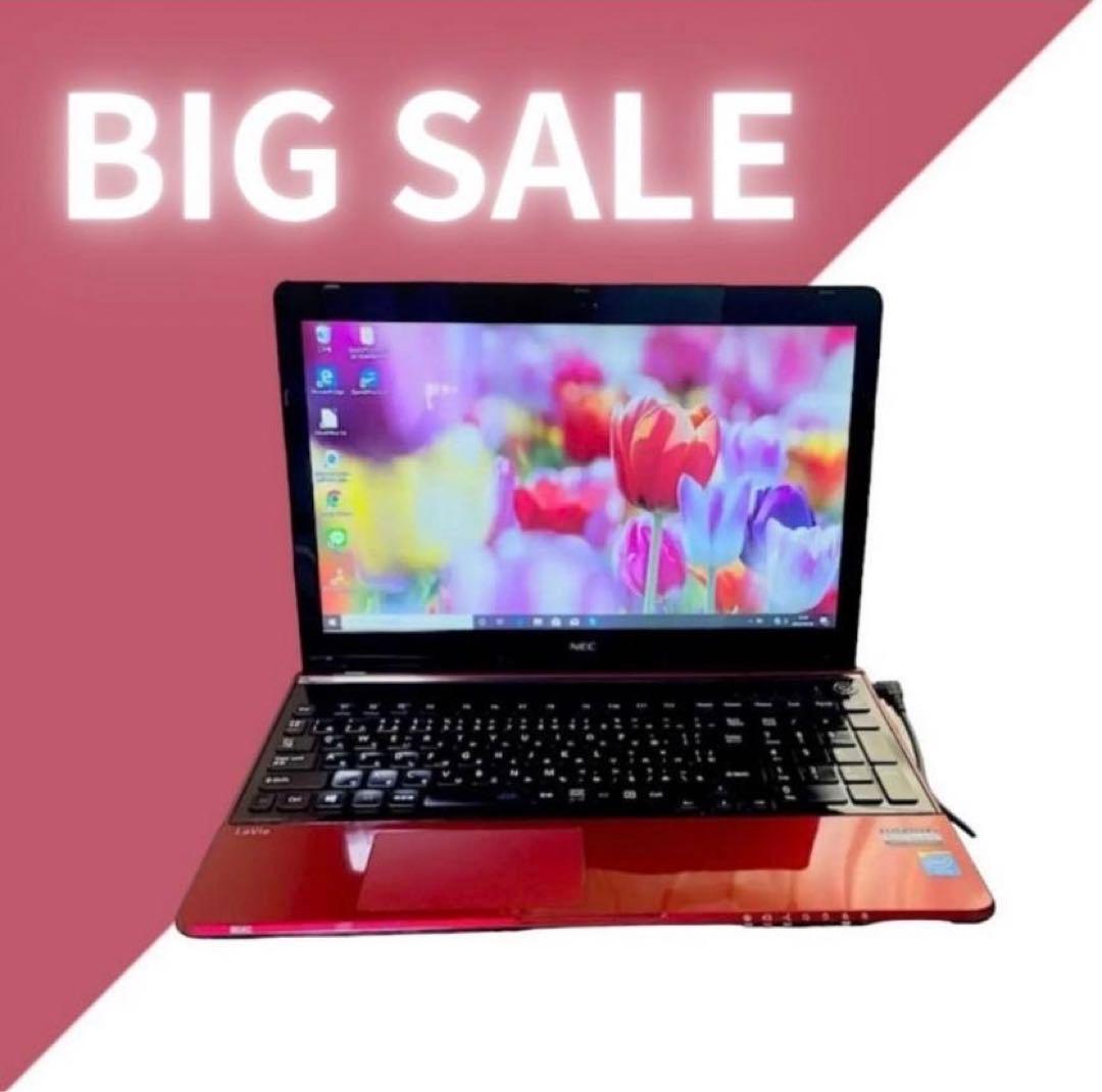 超美品｜大人気レッドカラーノートパソコン｜カメラ内蔵｜在宅ワークにもピッタリ♪