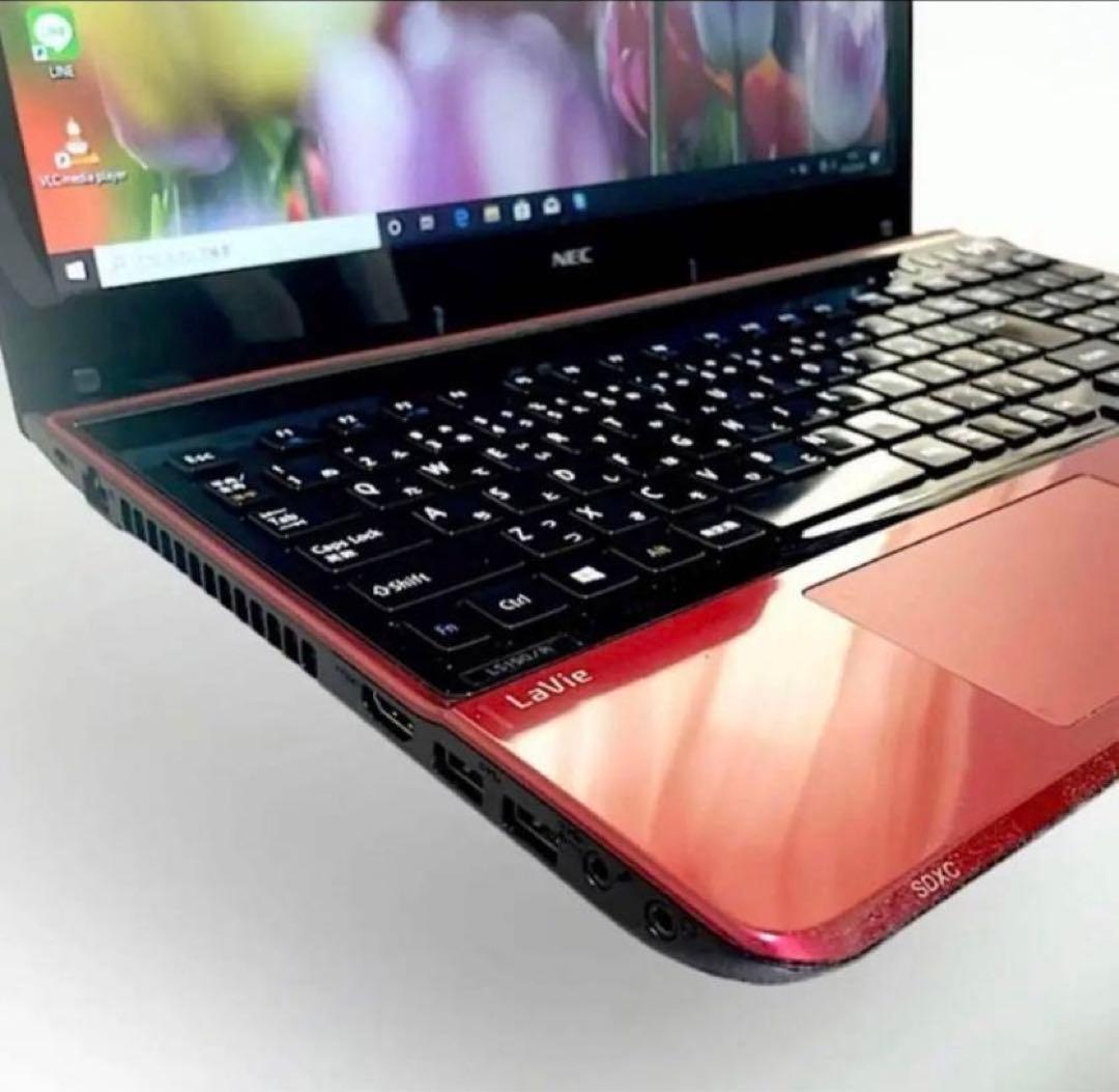 超美品｜大人気レッドカラーノートパソコン｜カメラ内蔵｜在宅ワークにもピッタリ♪
