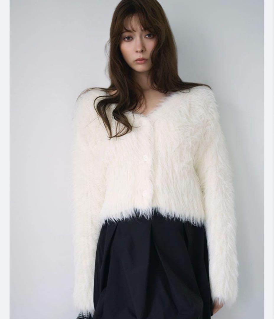 【新品未使用】FRAY I.Dフレイアイディーフィルムシャギーニットカーディガン