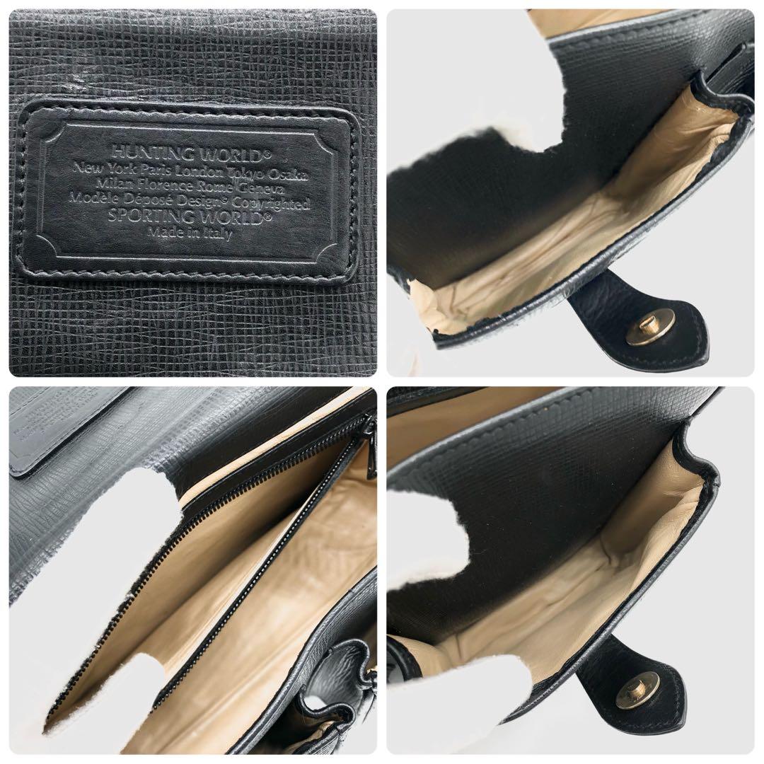 【極美品】ハンティングワールド　キャリーオール　メッセンジャーバッグ　レザー　黒