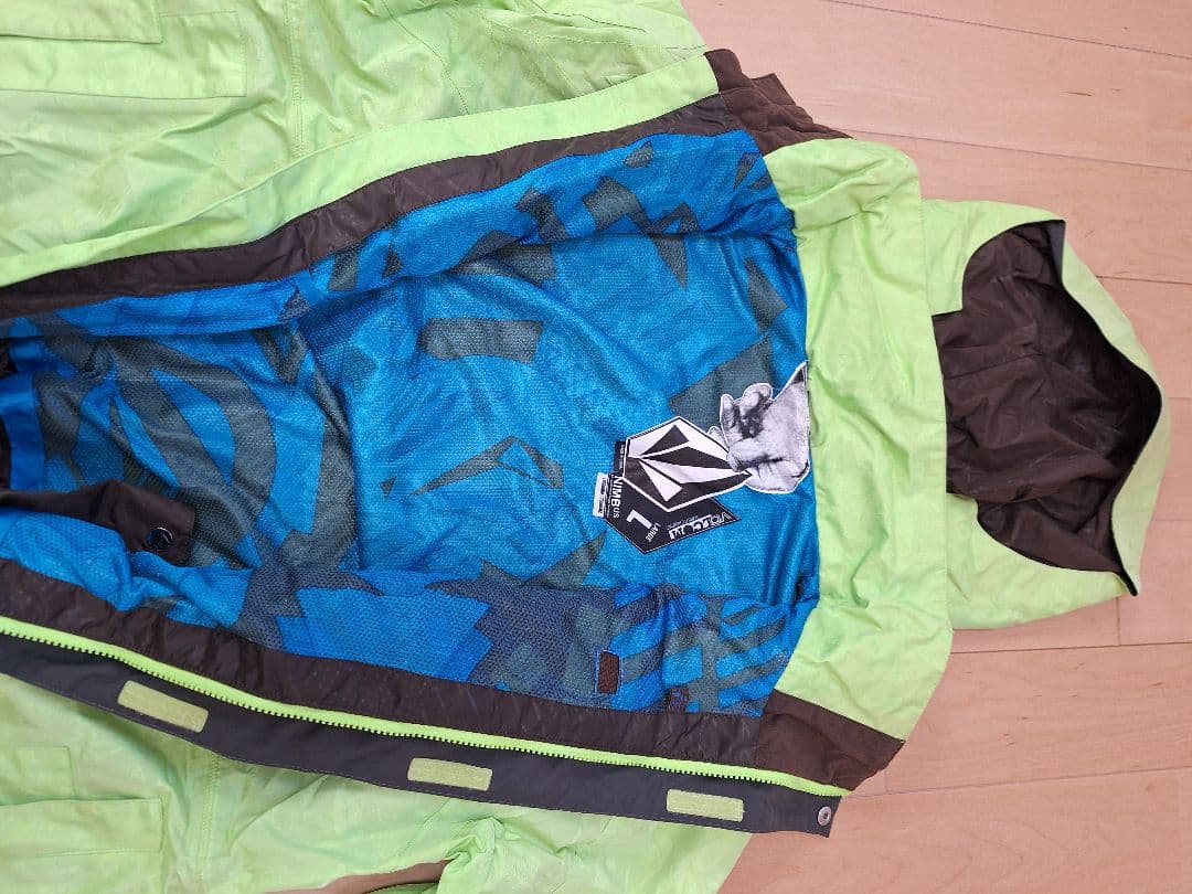 Volcom スノーボードウェアパンツセット 蛍光グリーン【おまけゴールグ付き】