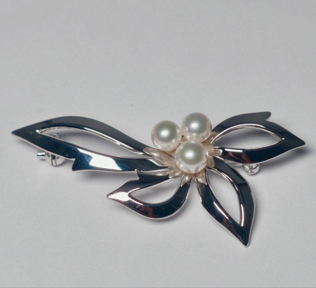 【極美品 最高級!!】ミキモト ブローチ パール フォーマル 3珠 皇室御用達