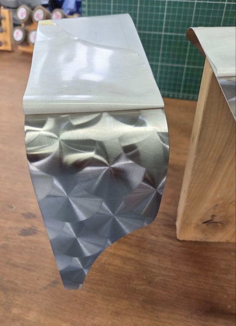 17スーパーグレート等　サイドミラーバイザー　鱗ステンレス3ピース