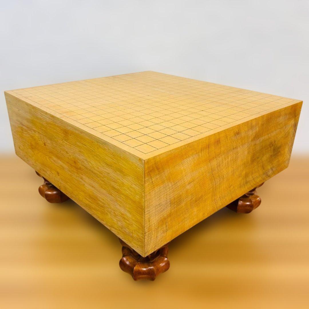【高級】本榧 脚付碁盤 4.8寸 天地柾 柾目 ヘソ有り 19路盤 15kg