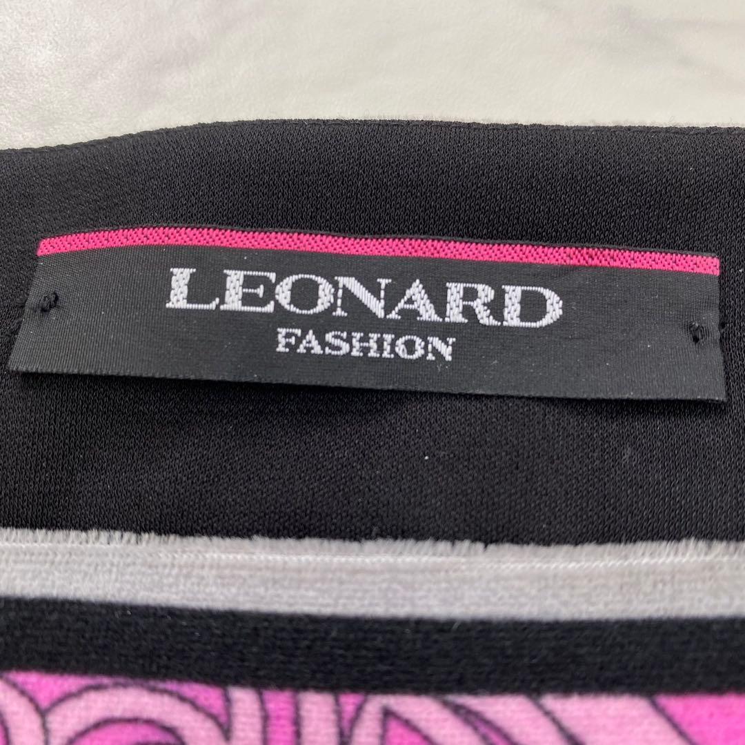 美品★LEONARD 膝丈ワンピース 5分袖 カンカン素材 ベロア 38