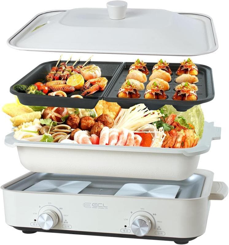 【未開封新品】 ホットプレート 焼肉プレート グリル鍋 1200W セパレートホ