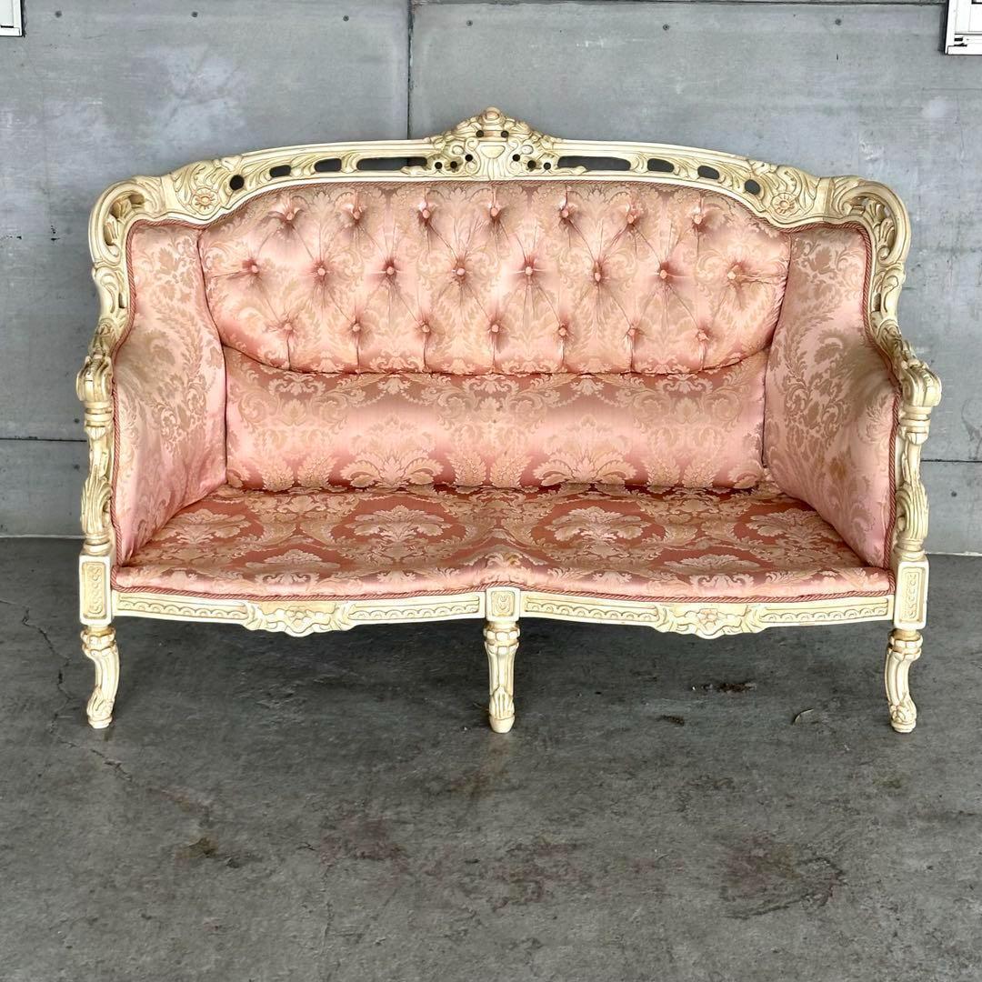 ★90s★イタリア製　アンティーク　ヴェルサイユ ロココ調 2Pソファ 姫家具