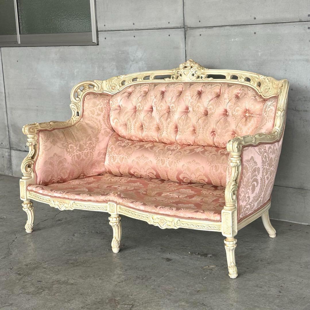 ★90s★イタリア製　アンティーク　ヴェルサイユ ロココ調 2Pソファ 姫家具
