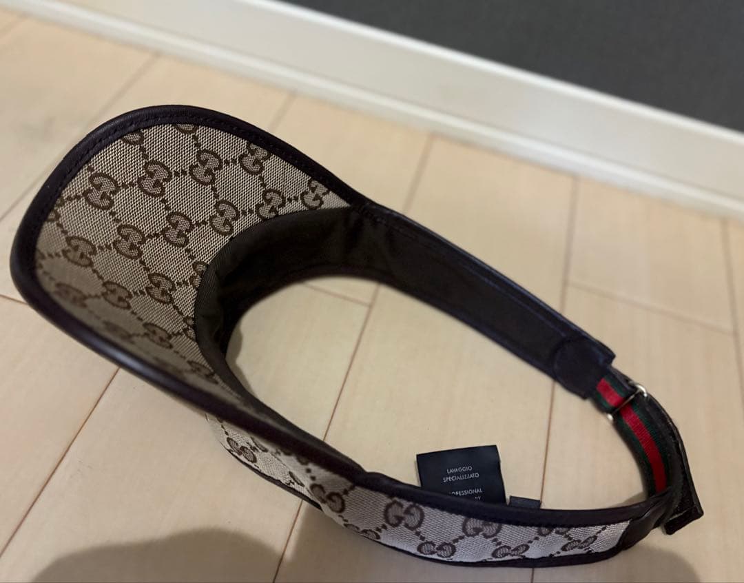 【美品】GUCCI グッチ サンバイザー GGキャンバス Lサイズ シェリー