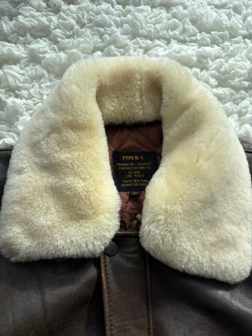 USARMY G1 羊革 フライト レザージャケット ファー取外し可　L