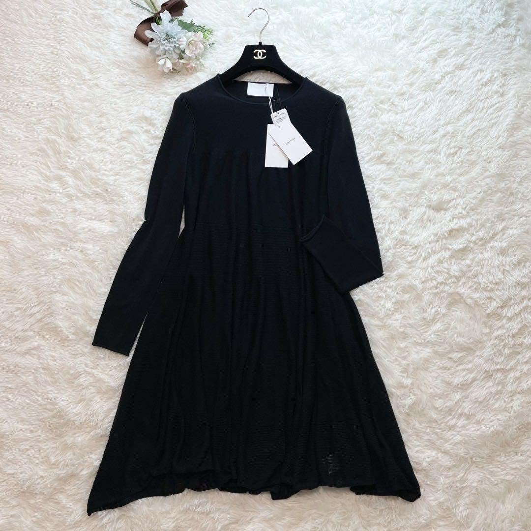 未使用タグ付 マーレット ADDISON ニットドレス 黒 XS ティアード