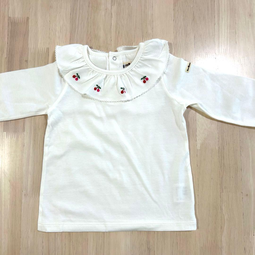 【80cm】 さくらんぼ刺繍 ジャンパースカート＆ブラウス　新品未使用