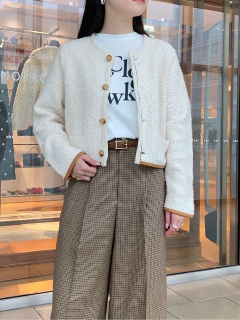 さくら様 MACPHEE パイピング クルーネックカーディガン