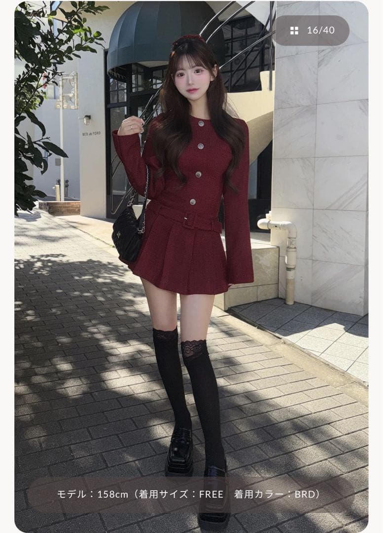 Darich ダーリッチ ボックスプリーツツイードミニワンピース