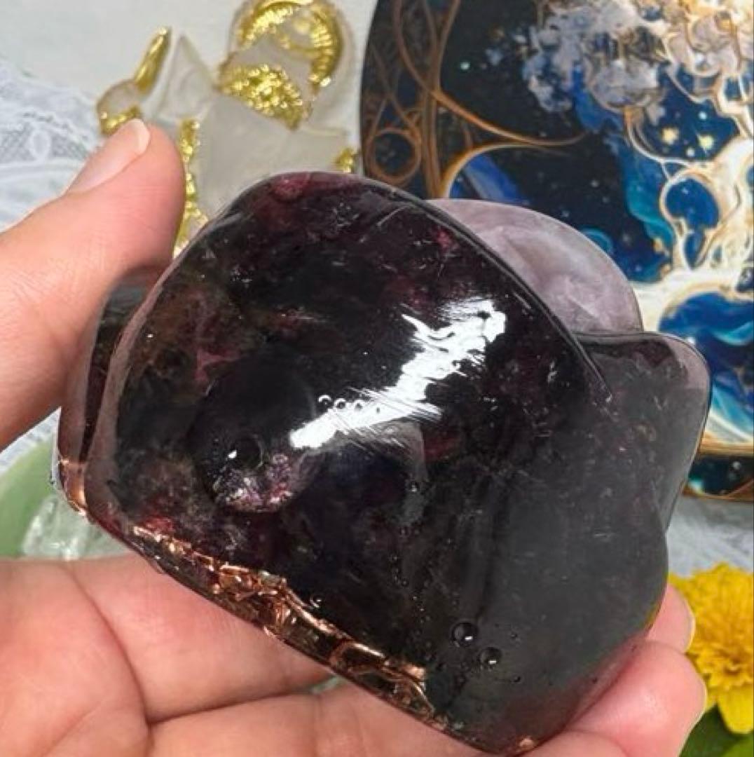 オルゴナイト バラ ディープローズクォーツ＆ ガーネット
