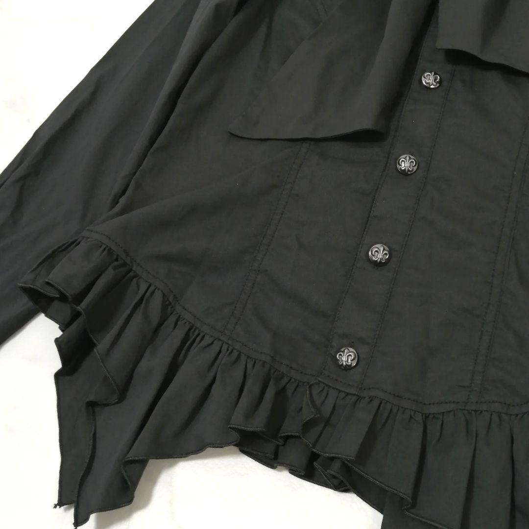 美品✨ アルゴンキン　ボウタイ ブラウス　リボン　変形　銀ボタン　F　ブラック