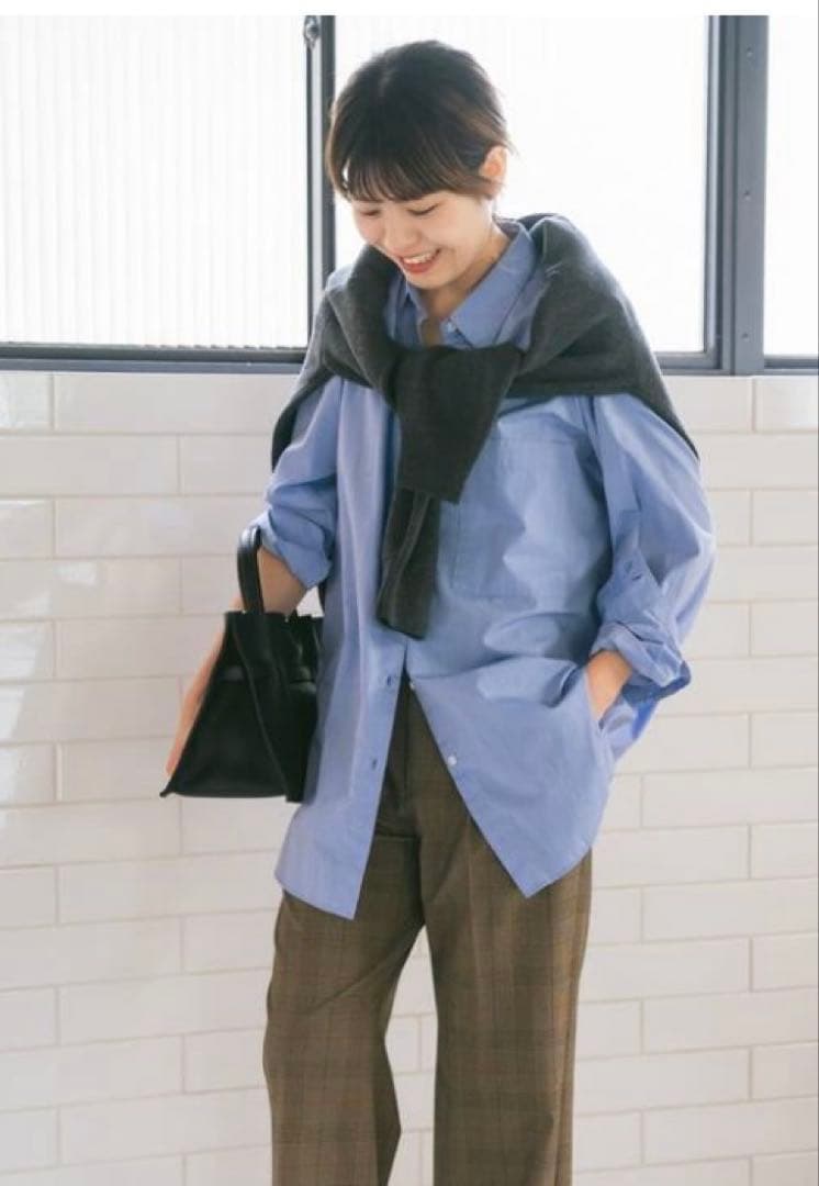 spick＆span 50コットンオーバーシャツ　人気カラー　ブルー