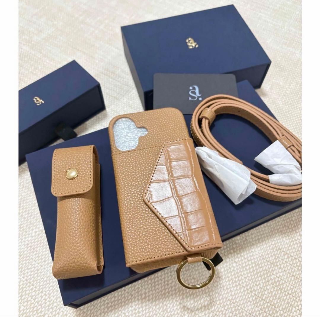 iPhone16 しいちゃん　スマホケース　ブラウン　3点セット