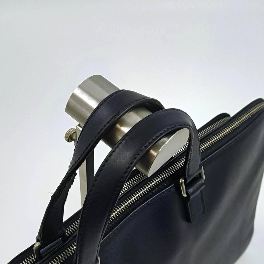 極希少色　プラダ　サフィアーノレザー　ビジネスバッグ　三角ロゴ　ネイビー　白タグ