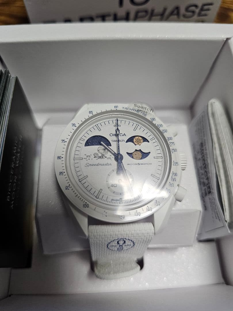 オメガ スウォッチ OMEGA スヌーピー 雪の結晶　ベルトサイズM