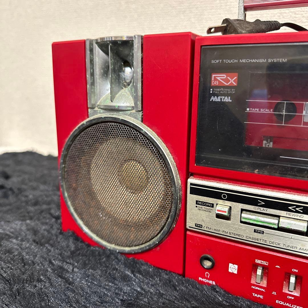 名機! National RX-C45 ラジオカセット 赤 レッド 昭和レトロ