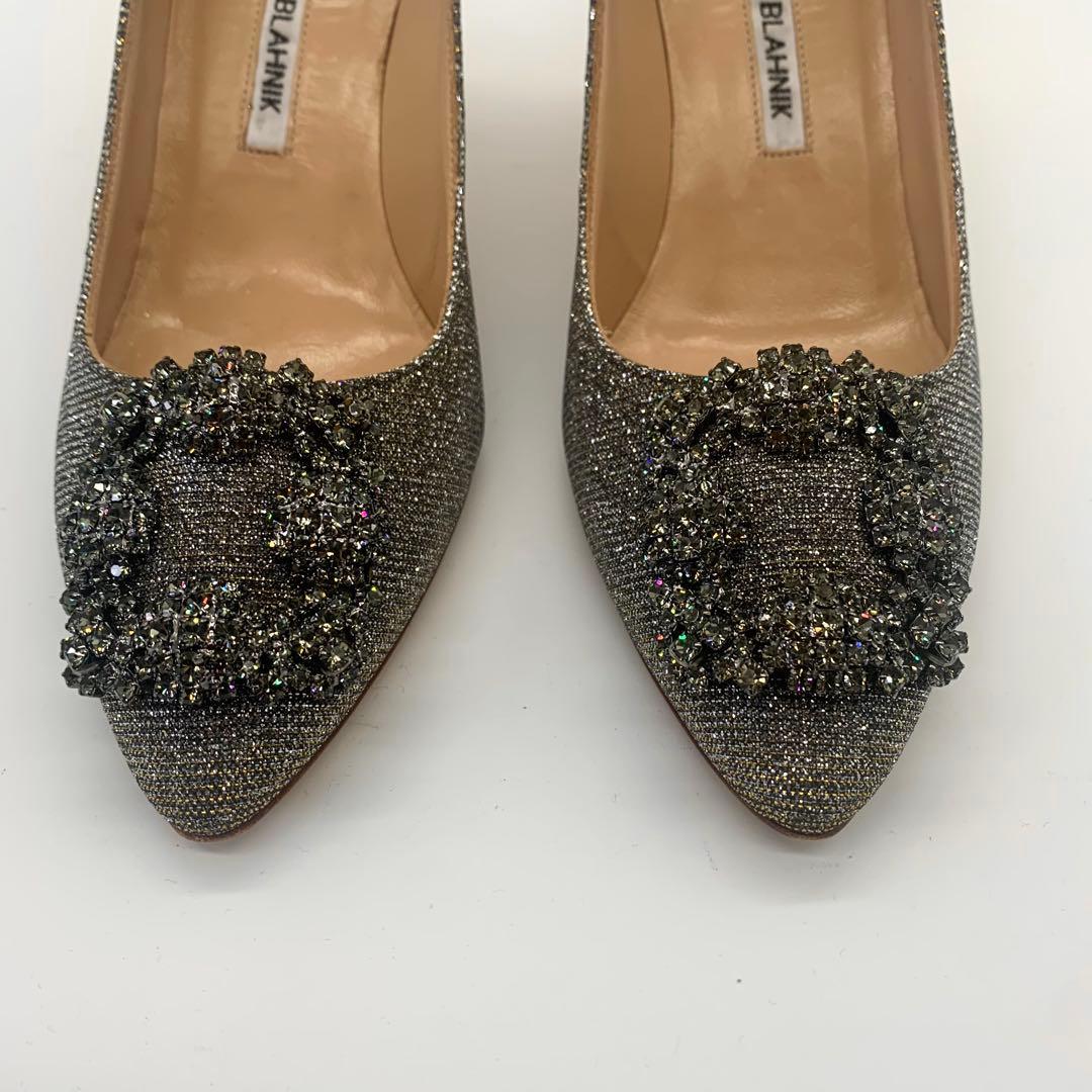 使用少なめ マノロブラニク ハンギシ パンプス グリッター ビジュー 箱袋付き
