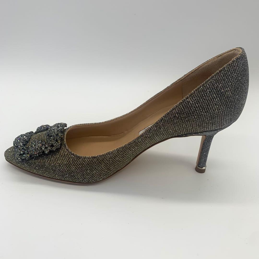 使用少なめ マノロブラニク ハンギシ パンプス グリッター ビジュー 箱袋付き