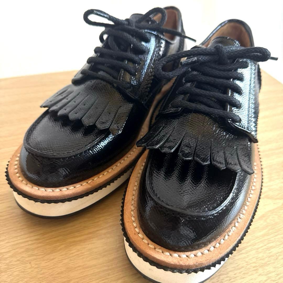 【極美品】GIVENCHYジバンシィブラックレザー フリンジ ローファー 厚底