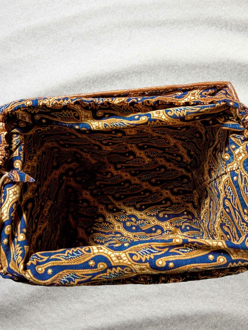 【未使用】バリ島直輸入 特大アタバスケット ランドリー・収納 巾着内布付き