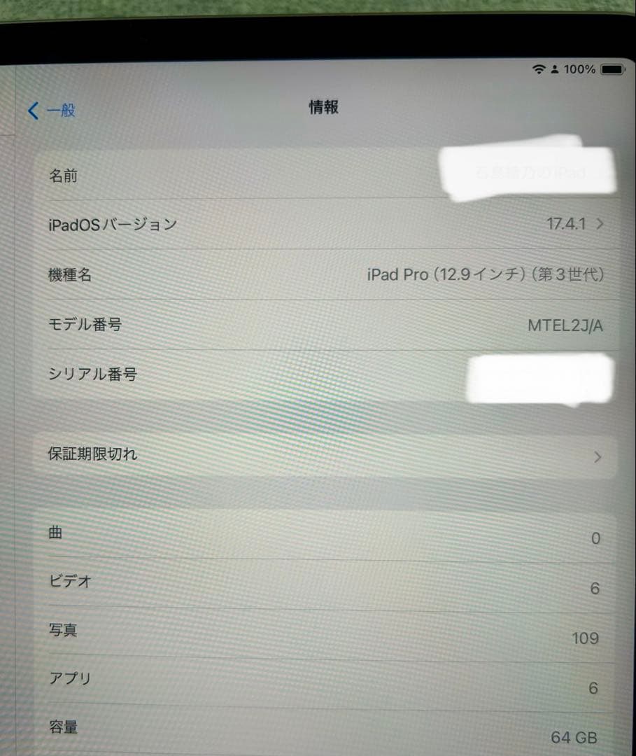 iPad Pro (12.9インチ) 第3世代 スペースグレー 64GB