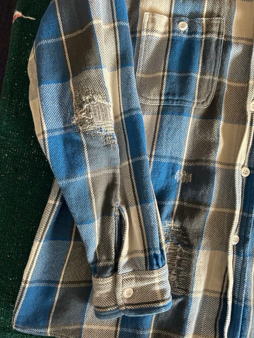 BOWWOW ダメージ加工　チェックネルシャツ　リペア FIVEBROTHERS