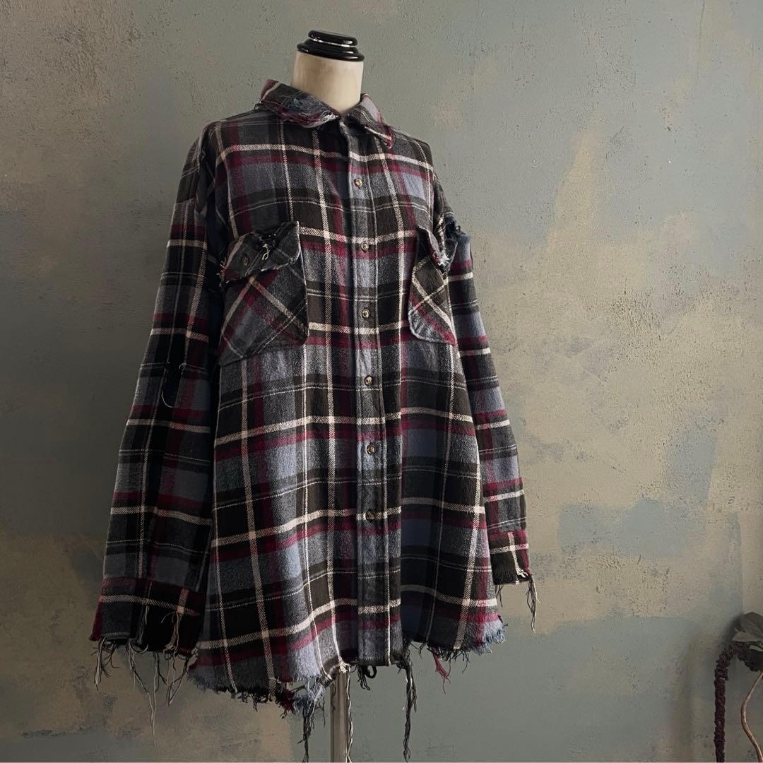 【リピーター様特別割引 】 grunge“襤褸”flannel shirt