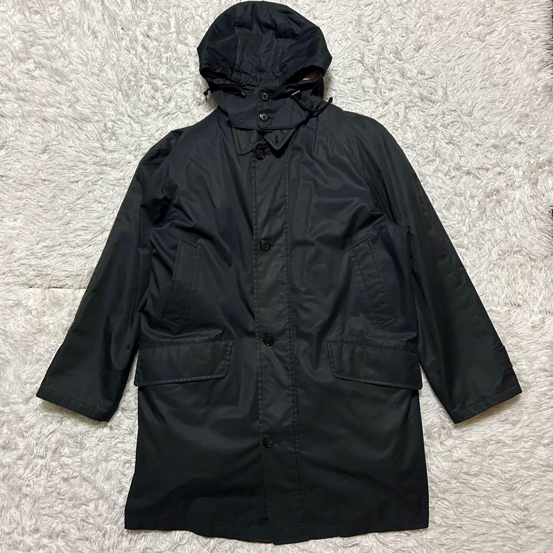 【LL】バーバリーロンドン フーデッドコート ダウンライナー ノバチェック 黒