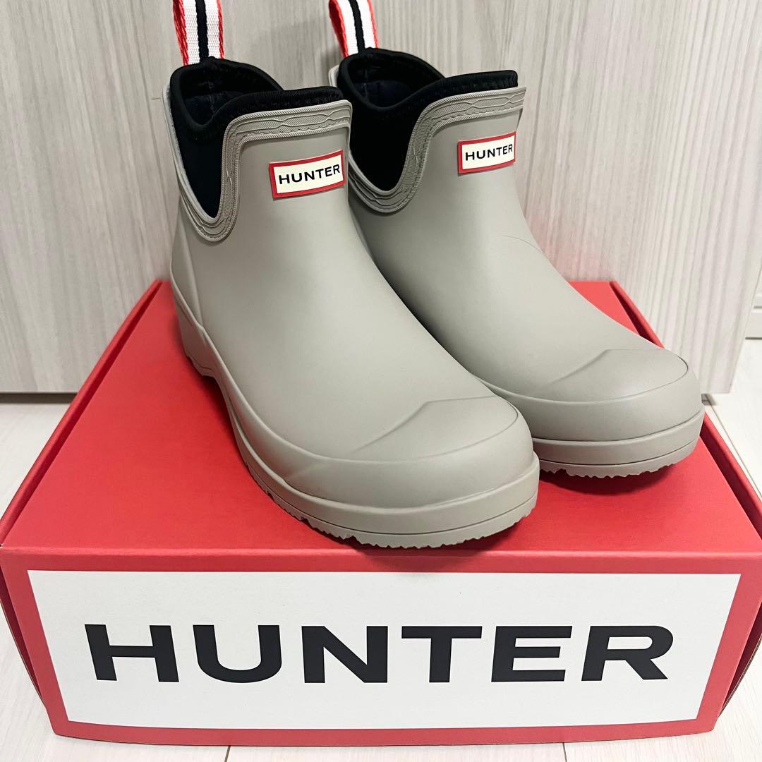 【極美品・試着のみ】HUNTER ショートレインブーツ グレー UK4 23cm