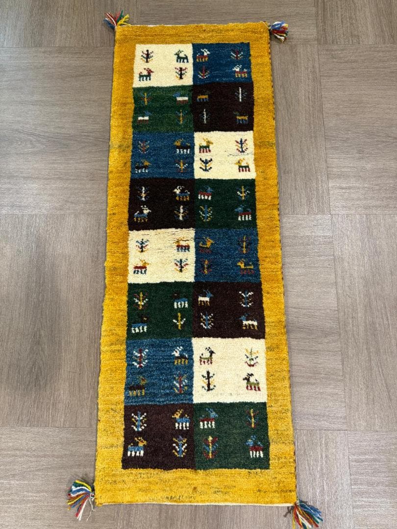 120x42cm ペルシャギャッベ ランナー (ギャベ) ペルシャ絨毯 ギャッベ