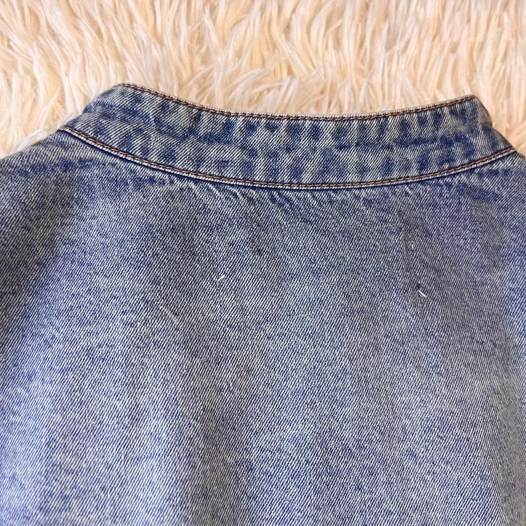 PUAL CE CIN ヴィンテージライクデニムバンドカラーシャツ　ゆったり