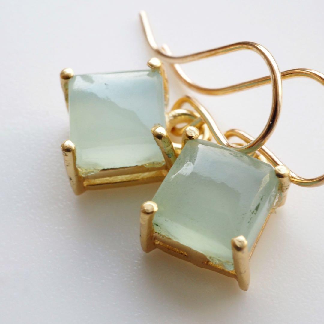 【ひなママ】ラスト！宝石質アイスブルーカルセドニーイヤリング