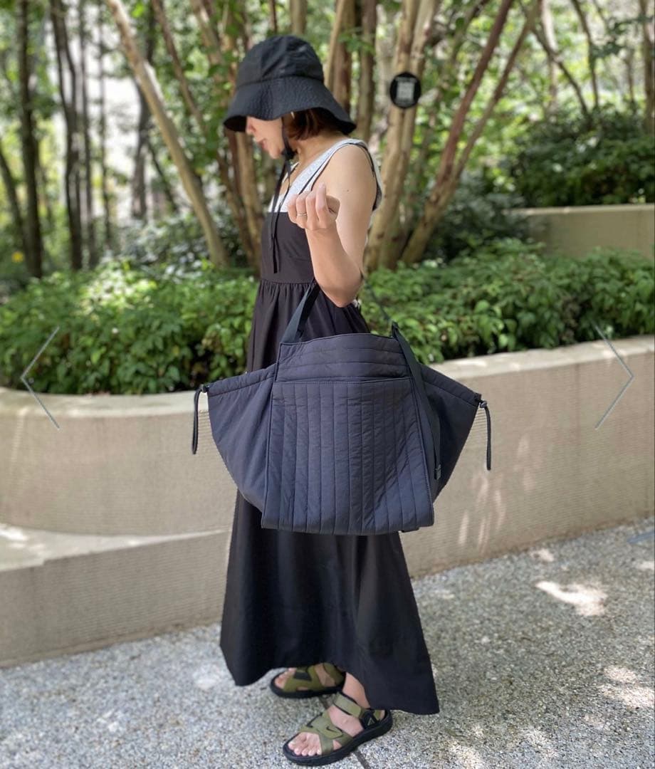 SOLPRESA ブラック 洗える キルティングトートマザーズバッグ(M)