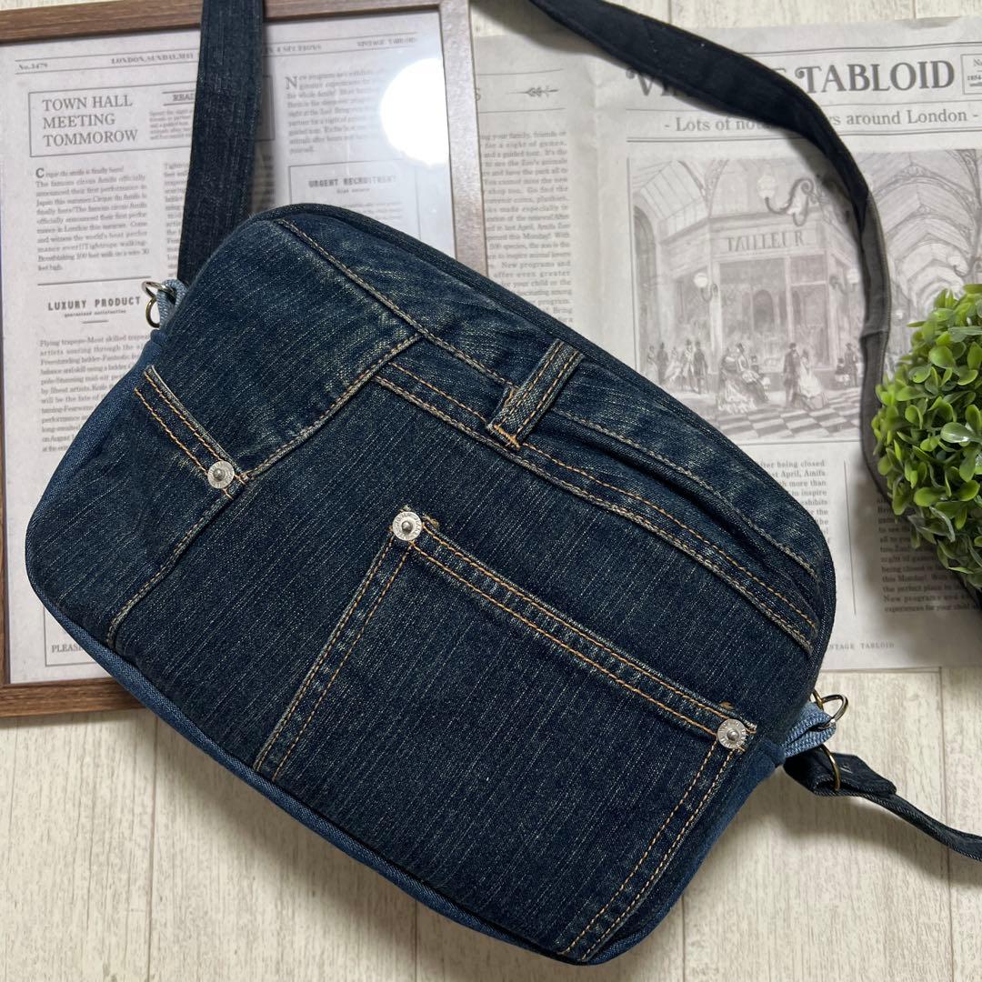 ぱーる☆ショルダーバッグ　デニムリメイク　ハンドメイド