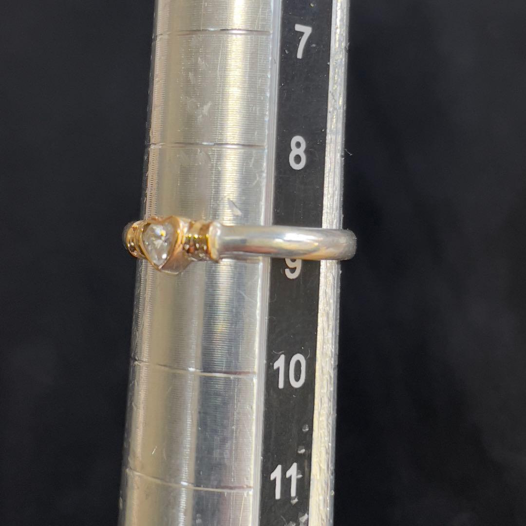 【20】k18とsilverのコンビ　ハートリング　ヴィンテージ　9号