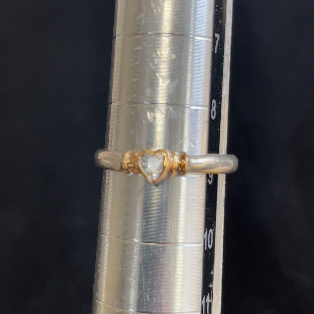 【20】k18とsilverのコンビ　ハートリング　ヴィンテージ　9号