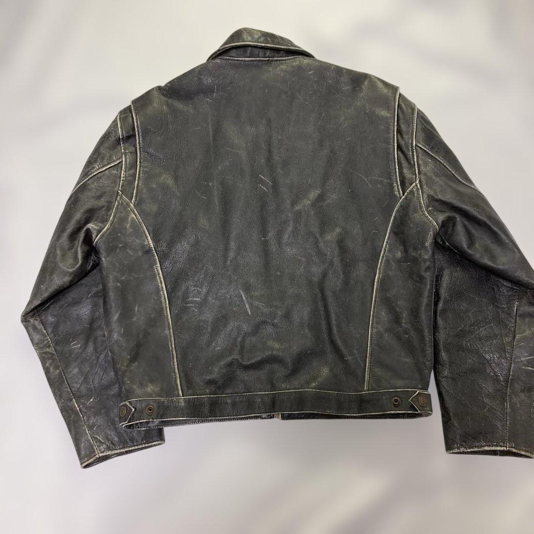 【USA製】ブロッケン 牛革 シングルライダース L 短丈 フェード 雰囲気◎