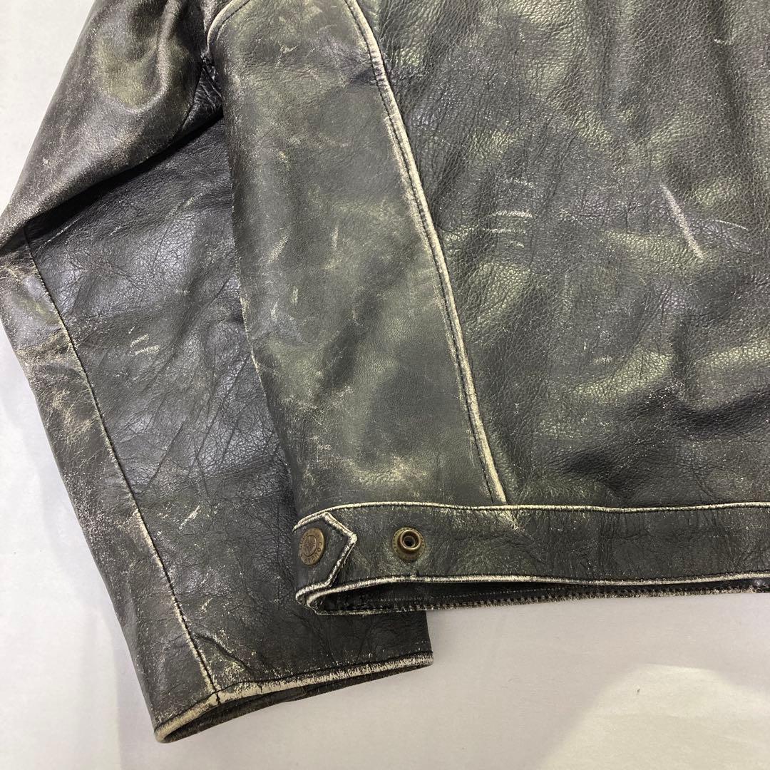 【USA製】ブロッケン 牛革 シングルライダース L 短丈 フェード 雰囲気◎