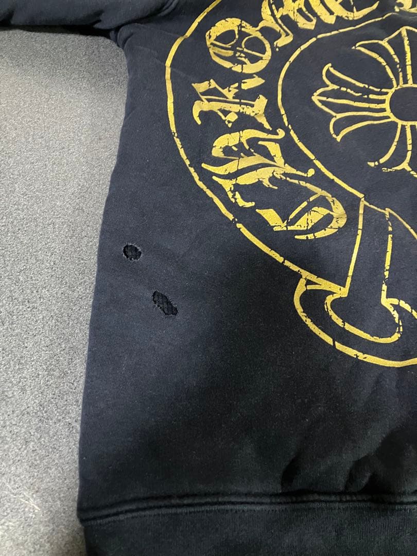 クロムハーツ　ダークネイビー　ゴールドプリント　サーマルパーカー