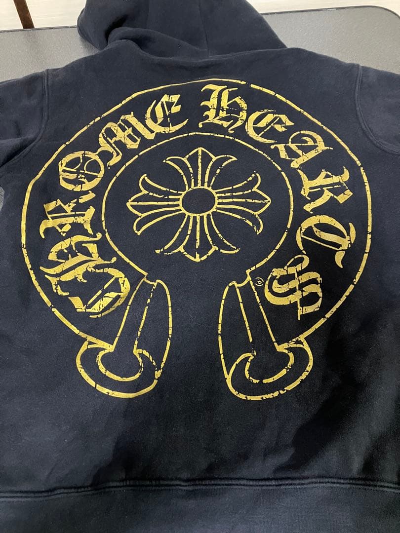 クロムハーツ　ダークネイビー　ゴールドプリント　サーマルパーカー