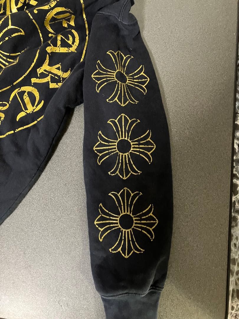 クロムハーツ　ダークネイビー　ゴールドプリント　サーマルパーカー